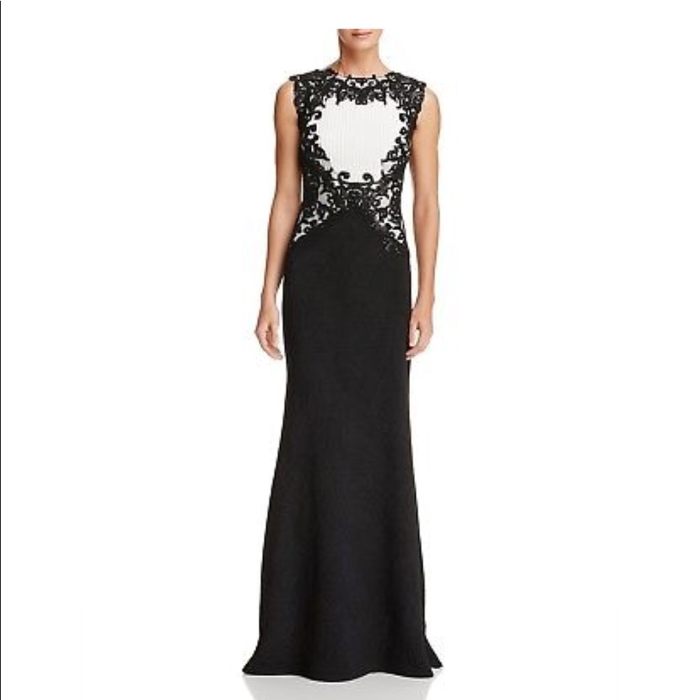Tadashi Shoji Embellished Textured Crepe Gown